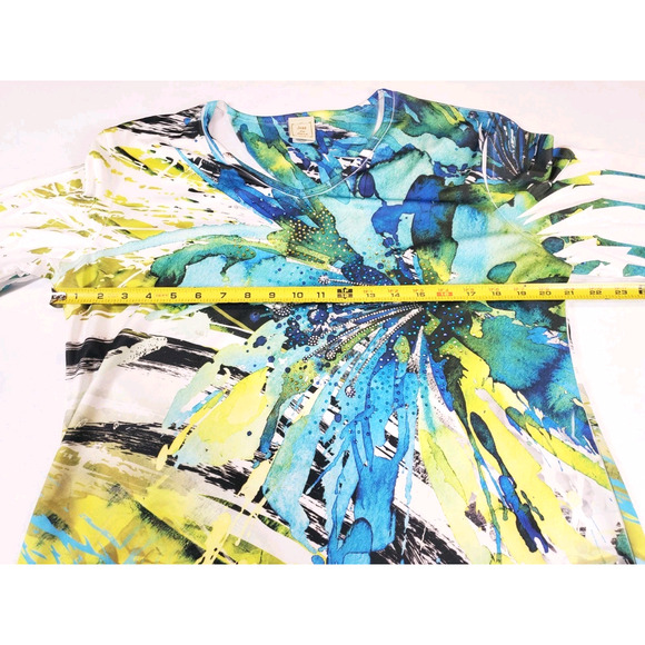 Jess & Jane Womens Large Top Lagenlook Floral Bohemian White Abstract Colorful - Picture 7 of 9
